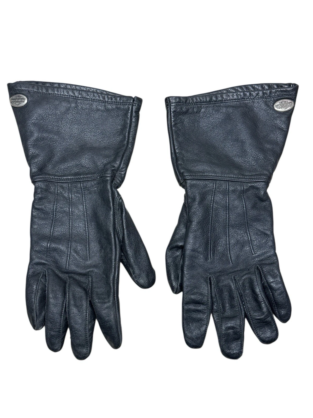 vintage harley davidson gauntlet gloves XXL black leather padded riding bar Basi