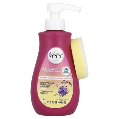 Veet, In der Dusche Haarentfernungscreme, Aloe Vera und Veilchenblüte, 400 ml