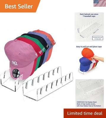 Hat Organizer for Baseball Caps, 2 Pcs No Install Acrylic Hat Stand for 14 Ba...