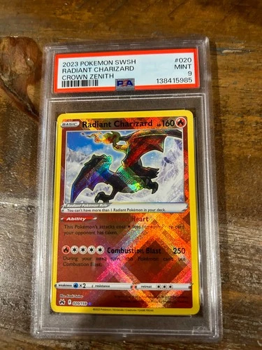 POKEMON 2023 Sword Shield Crown Zenith RADIANT CHARIZARD #020 PSA 9 RARE 3