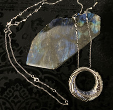 💕John Hardy LAHAR Sterling Silver Blue Sapphires BOLD Circle Long Necklace NWOT