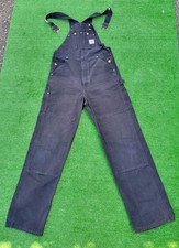 Vintage Carhartt R01 BLK Black Double Knee Duck Work Bib Overalls Mens 34x36