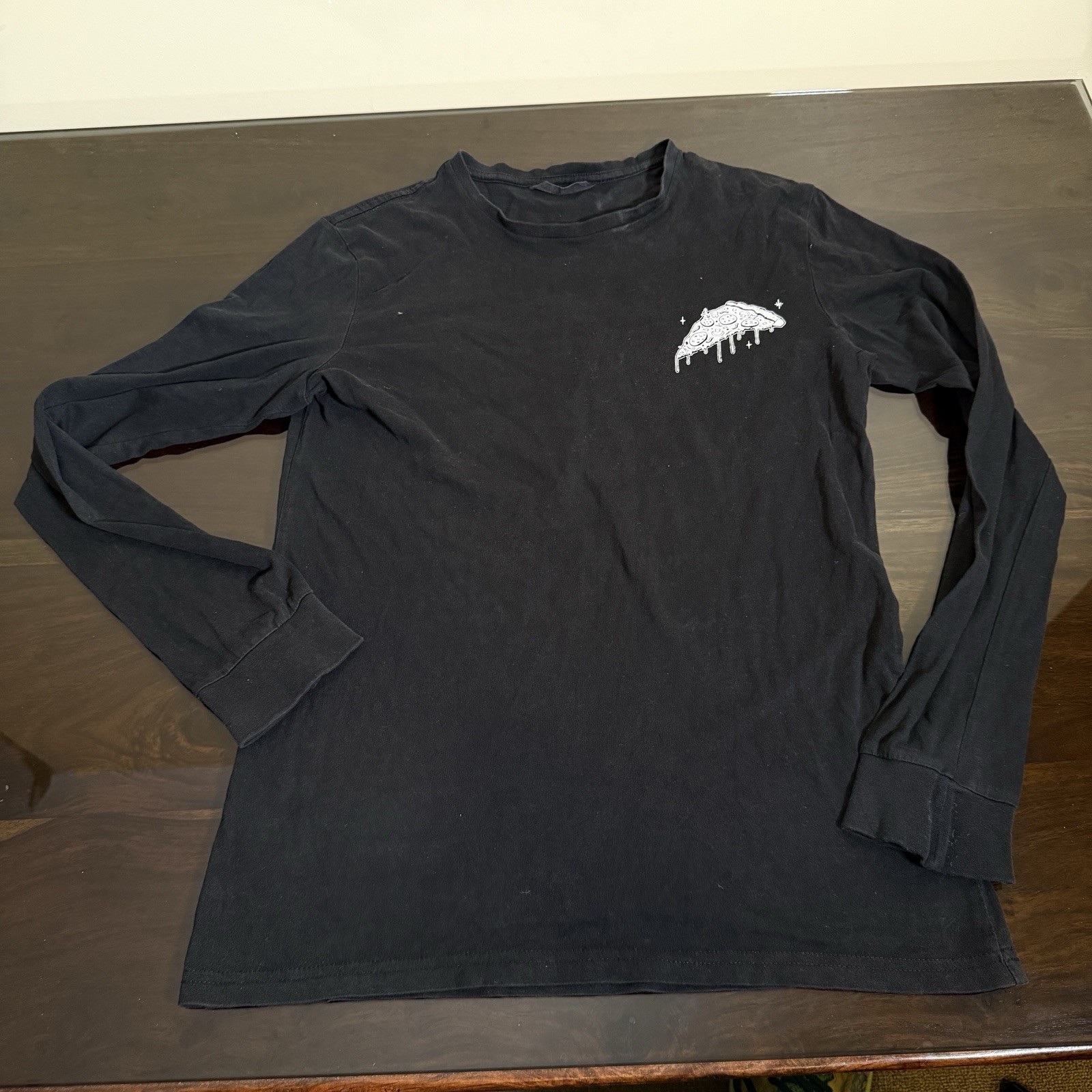 Slice Slice Baby Pizza Theme Long Sleeve Medium T-shirt Black image 2