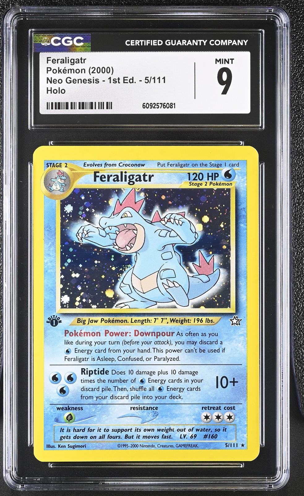 CGC 9 MINT Feraligatr Neo Genesis 1st Edition 5/111 Holo Pokemon Card