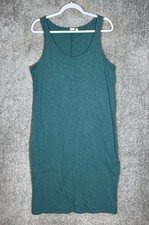 Gap Tank Midi Dress Women Sz Large Green Slub Knit Cotton Sleeveless Scoop Neck