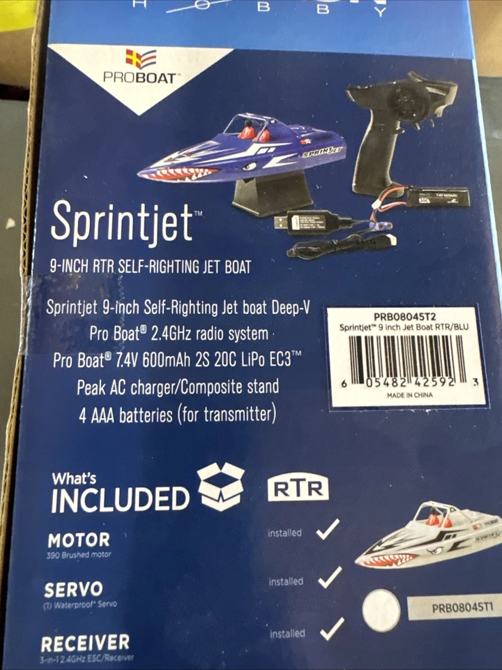Pro Boat Sprintjet 9" Self-Righting Deep-V Jet Boat Brushed RTR   Blue - Image 3 of 4