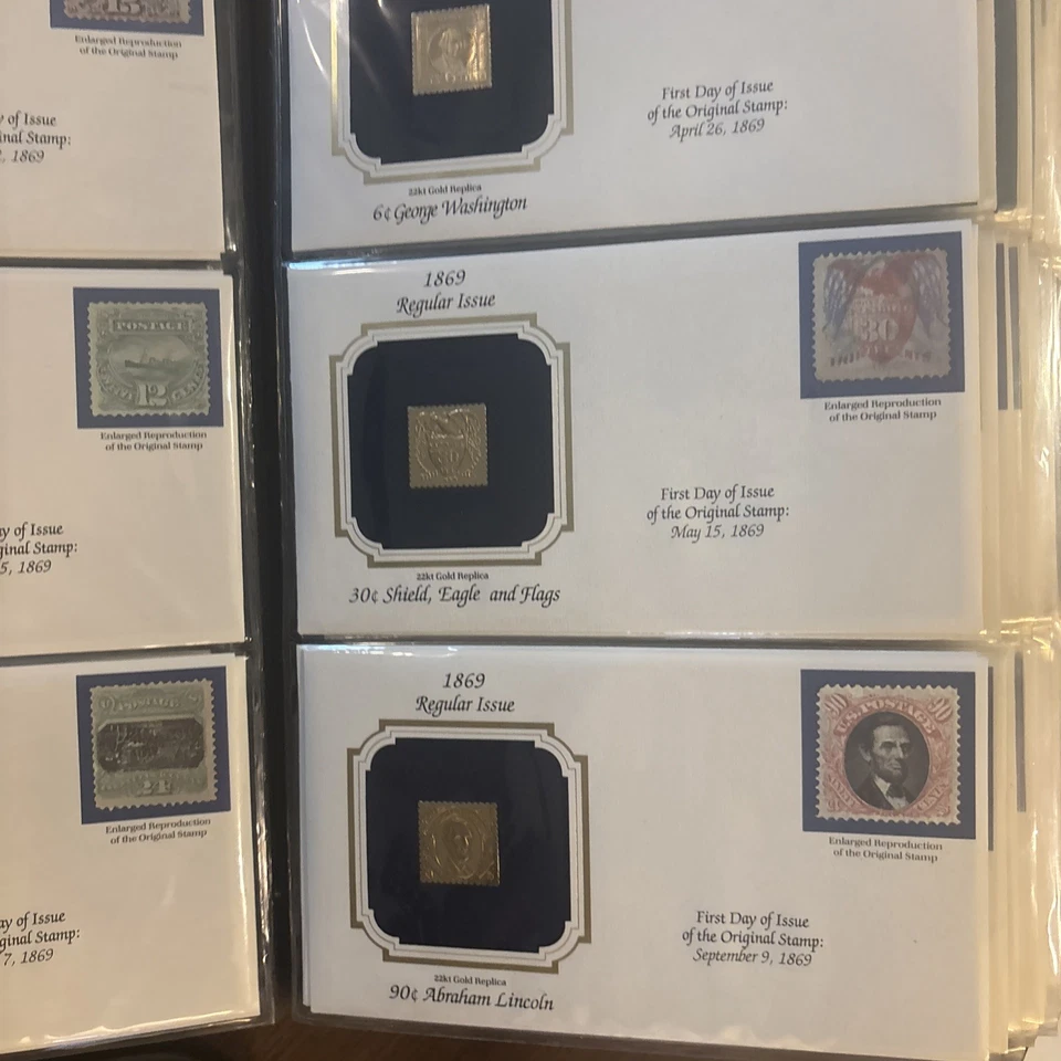 Golden  replicas of United States stamps 22k gold 95 stamps  Well Over 100 Read - Image 3 of 4