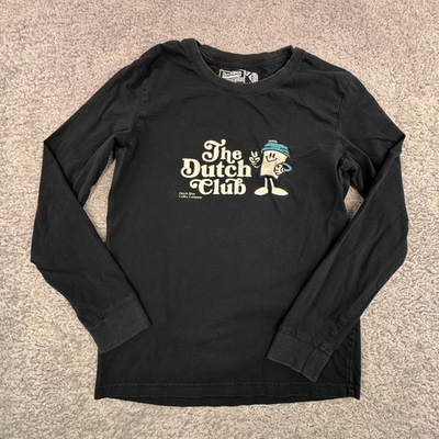 #ad Dutch Bros Coffee The Dutch Club Long Sleeve Shirt Small Black SMALL PINHOLE $16.00