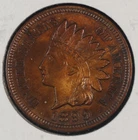 Indian Head Cent. 1899 About Uncirculated Details: Cleaned.  Lot # 9061-360-110