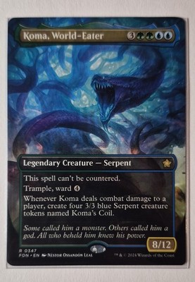 Koma, World-Eater (Borderless) Foundations Regular + Koma's Coil Token