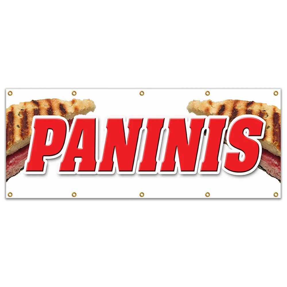 PANINIS BANNER SIGN sandwich sign hot concession pressed cubans