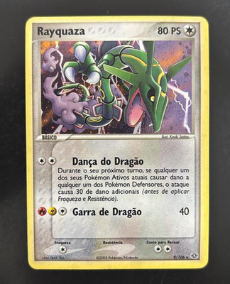 Rayquaza 9/106 EX Emerald Holo Ultra Rare Pokemon TCG Vintage LP - Portuguese