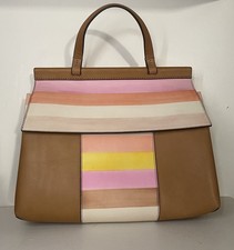Tory Burch Block T Degrade Satchel Bag/purse, Crossbody, Fresh Melon Stripes