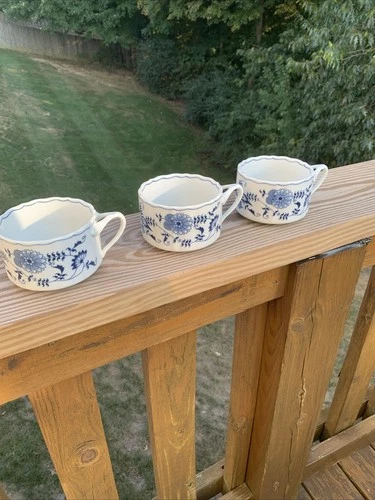 Blue Danube 4.25" Blue Onion Soup Mugs Set 3