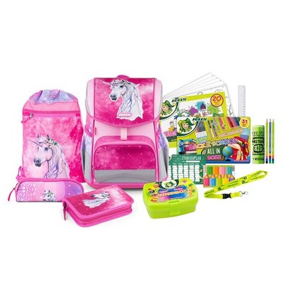 JOLLY Schulranzen-Set ERGONOMIC FLEXY Kunstfaser pink