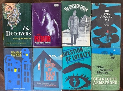 1950 s 1960 s Mystery Suspense HC Book lot: Carr, Freeling, Black, White Or, Etc