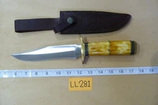 Chipaway Cutlery Antler Handle 12.5" Fixed Blade Knife & Leather Sheath -LL281