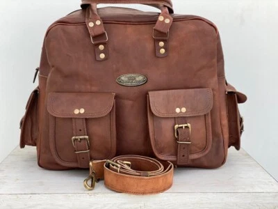 Damen Echtes gewachstes Leder Reisetasche 16 Zoll Duffle Bag Gym - Bild 1 von 4