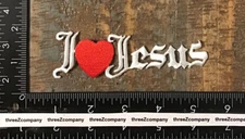 Vintage I LOVE JESUS Religion Christianity God Heart Iron-On Patch