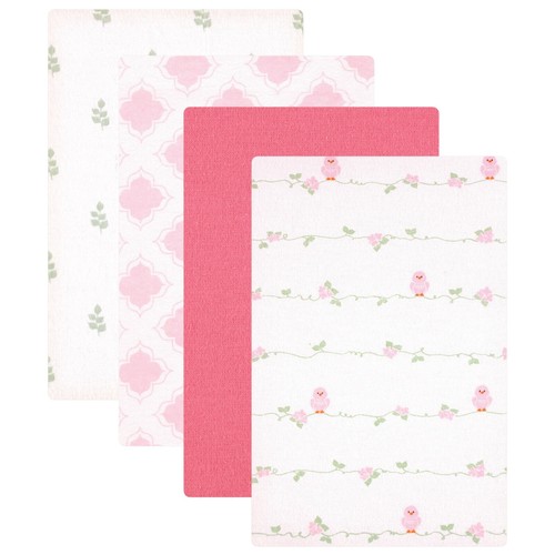Luvable Friends Flanell-Reisedecken Für Babys – 4 Stück Im Set, Rosa Prinzessin-Design, 71 X 71 Cm