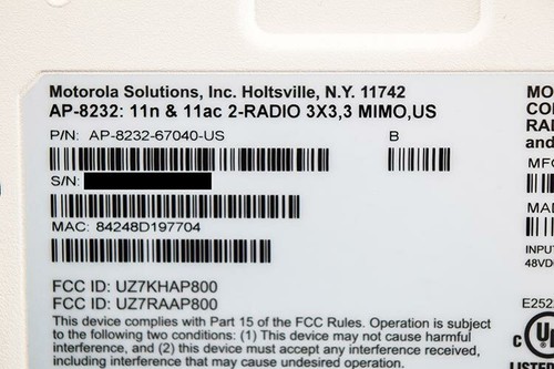 MOTOROLA AP-8232 11n 11ac 2-Radio 2.4/5GHz 1.3 Gbps POE WIRELESS ACCESS POINT - Imagen 7 de 9