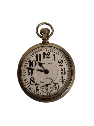 Hamilton Pocket Watch Double Roller Size 16 992 10K Gold Fill Glass Back READ
