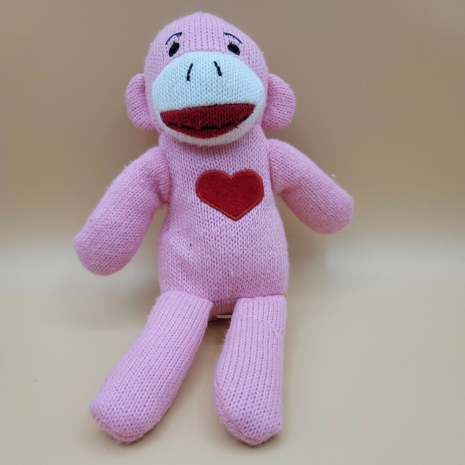 Dan Dee pink sock monkey plush stuffed animal heart 
