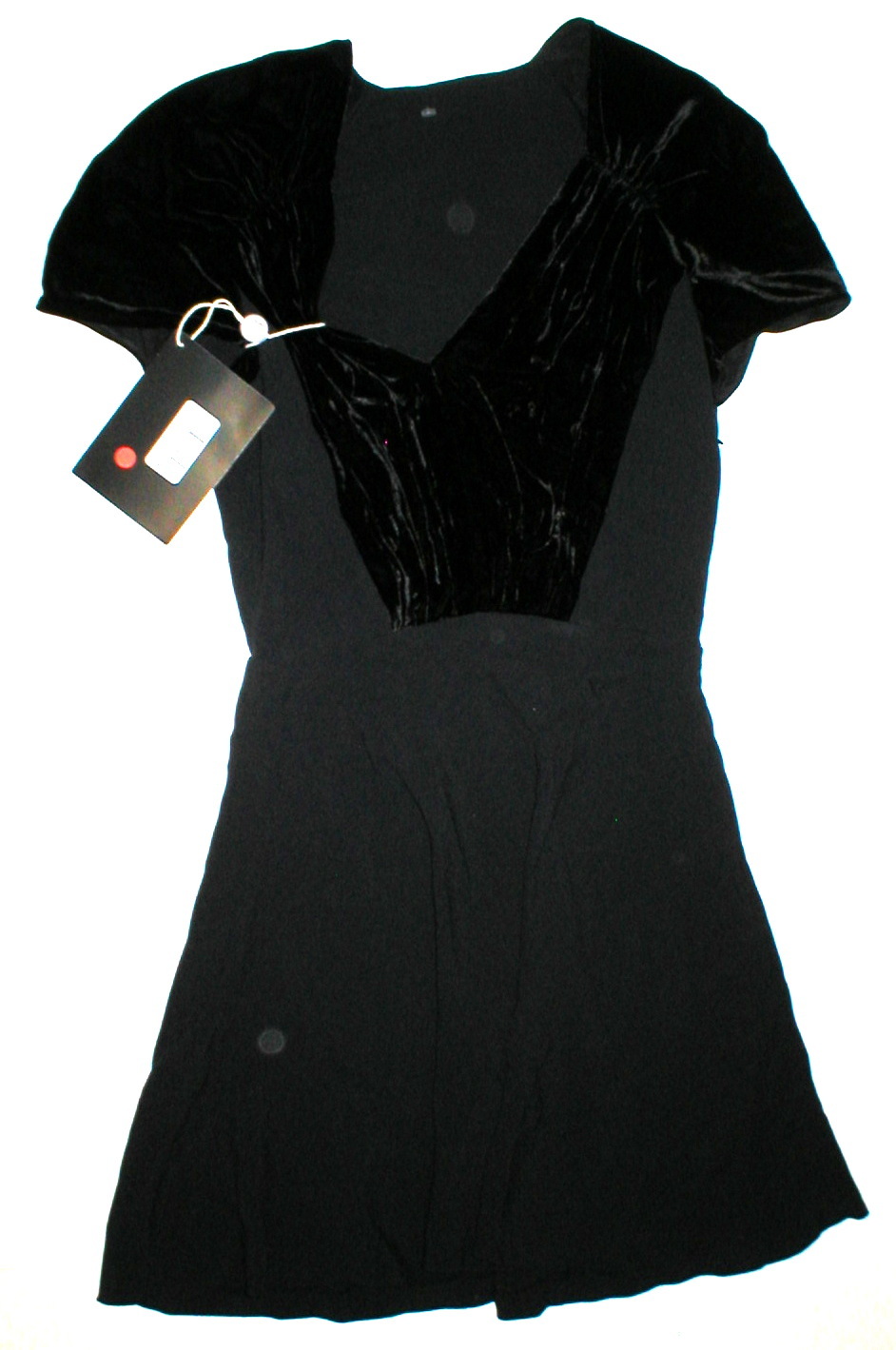 New Womens 4 NWT Italy Prada Dress Black 40 Velvet Silk Acetate Short Sleeves  thumbnail 9