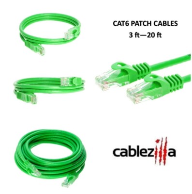 CAT6 Green Ethernet Patch Cord LAN Network Cable RJ45 3FT- 20FT Multi-Pack LOT