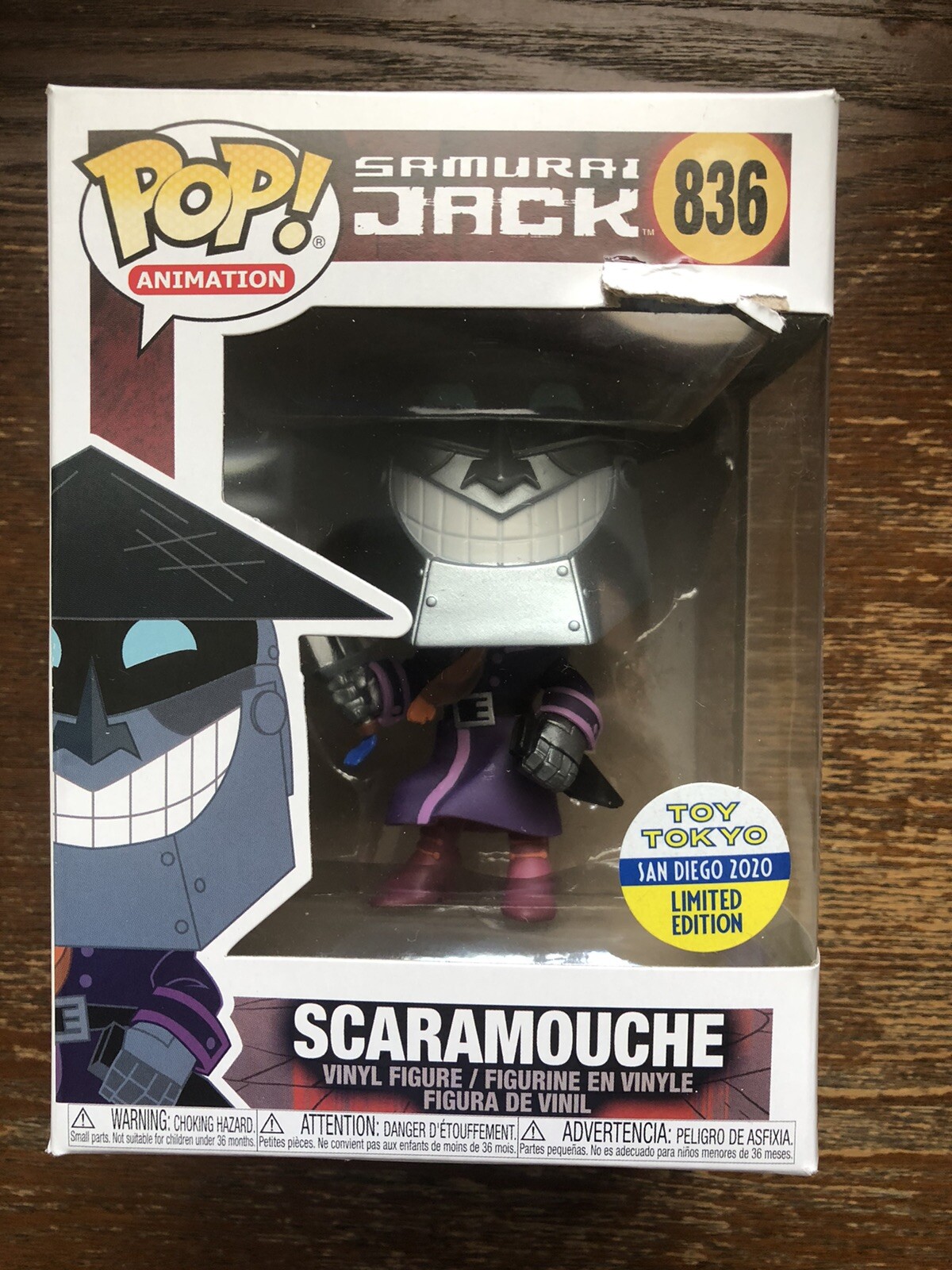 Funko Pop! Samurai Jack Scaramouche 836 - Sdcc '20 Toy Tokyo Excl. Imperfect Box