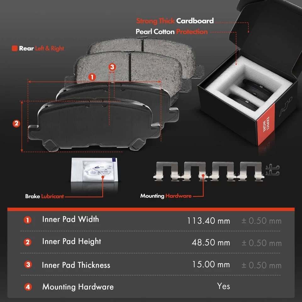 Pastilla de freno delantera y trasera de cerámica + pinza de freno para Honda Pilot 2009-2015 V6 3,5 L Foto 2 de 4