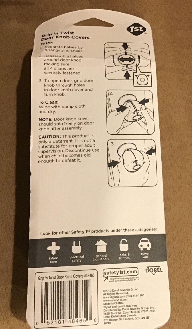 Safety 1st Grip N Twist Door Knob Covers Lock 3 Pack BRAND NEW Kid