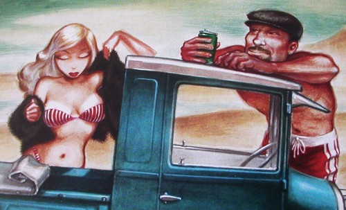 Keith Weesner SIGNED Art Print Poster 1920's Ford Beach Surf Hot Rod Bikini Girl - Picture 3 of 6