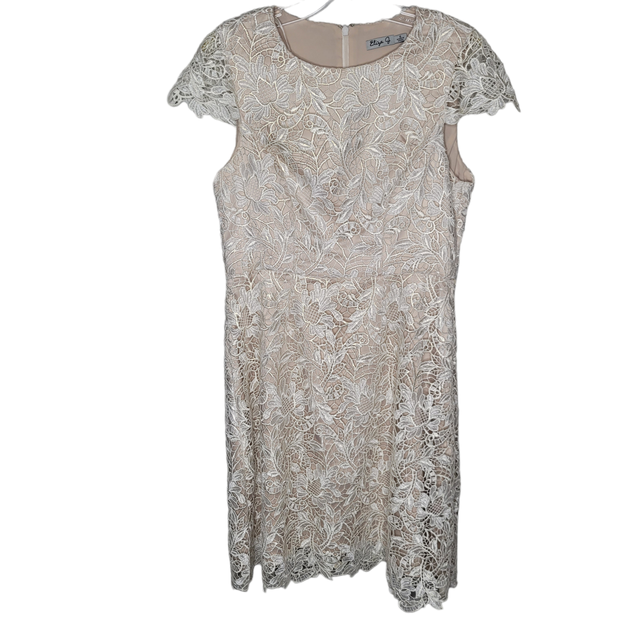 eliza j scalloped lace sheath dress Eliza J Scalloped Lace Sheath Dress Ivory Nude Womens size 6 cocktail  bridal