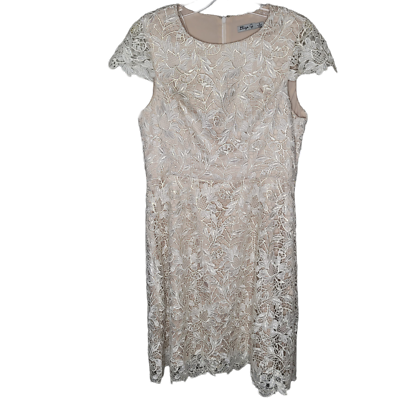 Eliza J Scalloped Lace Sheath Dress Ivory Nude Womens size 6 cocktail bridal | eBay Eliza J Scalloped Lace Sheath Dress Ivory Nude Womens size 6 cocktail bridal | eBay