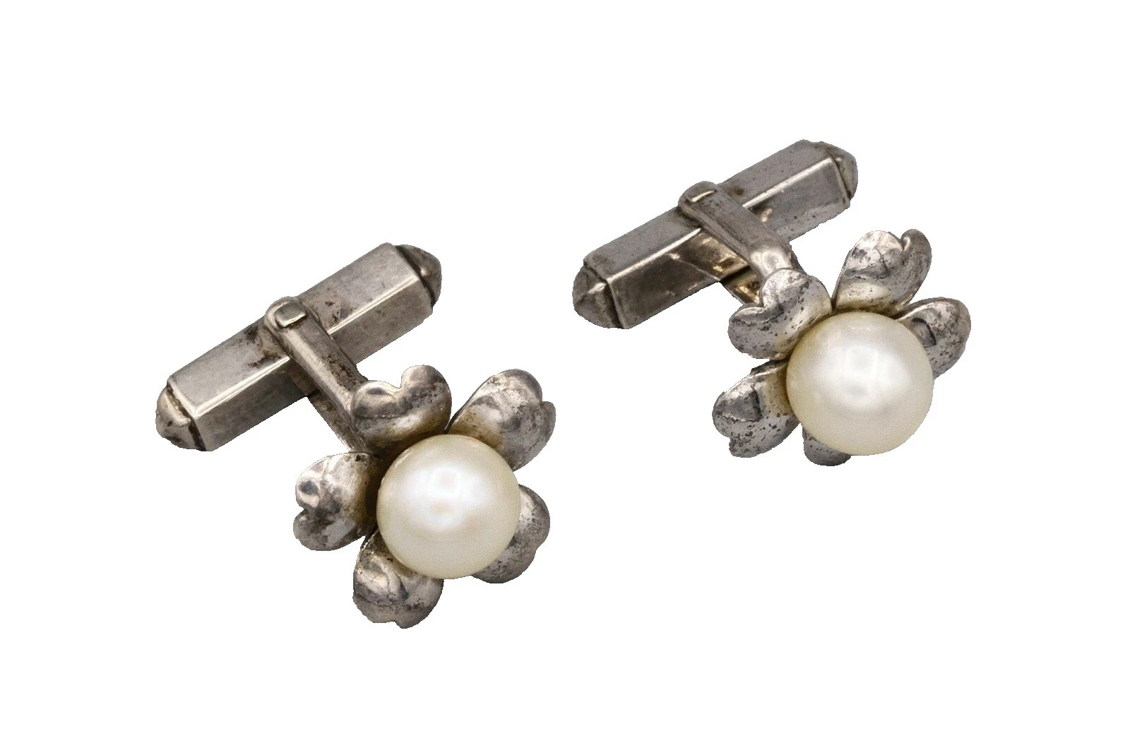 珍珠贝壳纯银袖扣适合男士