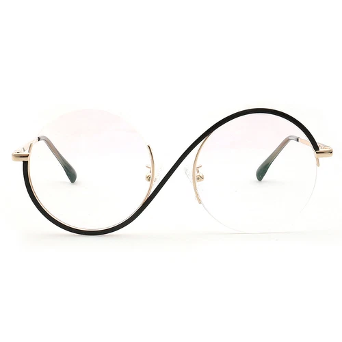 Stilvolle Damen Herren Runde Halbrand Brille Regenbogen Brille Brillengestell Halbrandlos - Bild 12 von 41