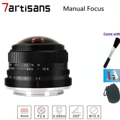 7artisans 4mm F2.8 Wide Angle Fisheye Lens For Sony E Mount 5T 3N A6500 Camera