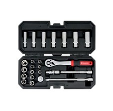 Wurth Red Stripe 24 Piece 1/4in Drive Socket Set Metric 4 - 14mm 5763114024