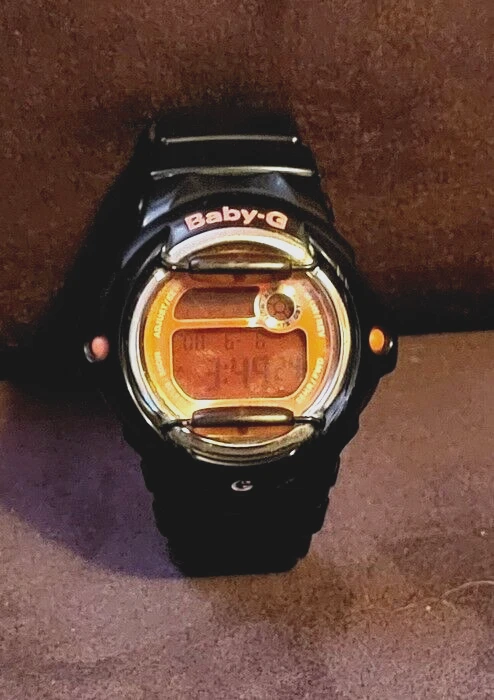 Baby g black cheap and pink watch