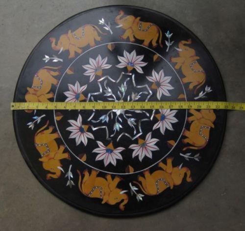 23-inch Marble Table Top with Semi-Precious Stone Inlay for Home Decor