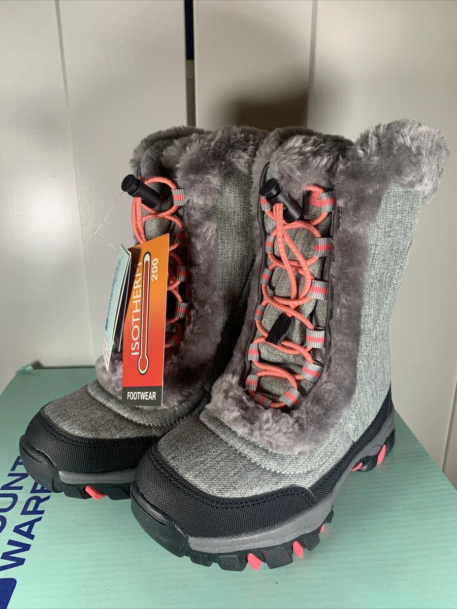 Mountain Warehouse Ohio Kids Ladies Snow Boots Fleece Lined Thinsulate Grey UK12