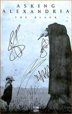 ASKING ALEXANDRIA The Black Ltd Ed Signed By All 5 RARE Poster +BONUS Sticker!