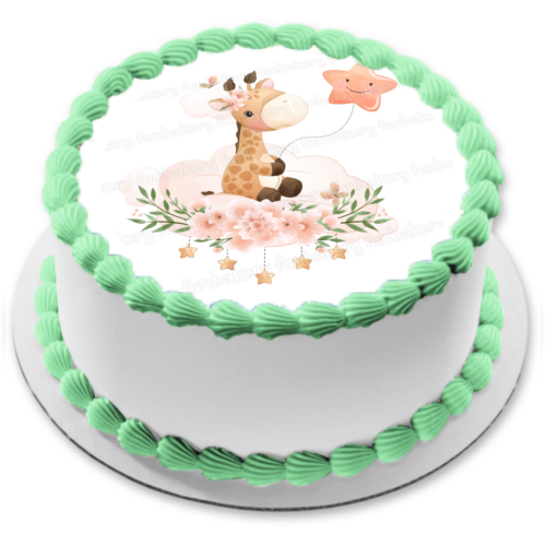 Girafe comestible plaque à gâteau muffin image fête décoration anniversaire cadeau bébé - Photo 1/15