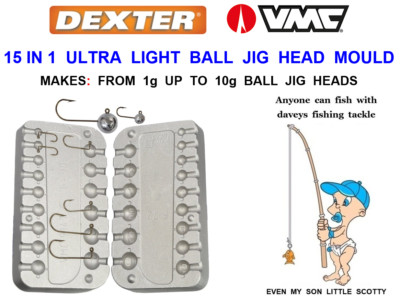 DEXTER 15 IN 1 ULTRA LIGHT BALL JIG HEAD MOLD MEERESANGELN FISCH MICRO JIG KÖDER