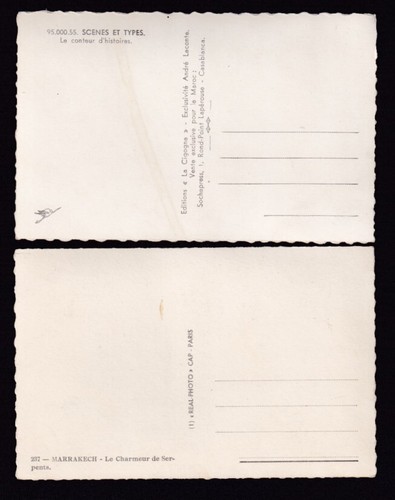 Marokko Geschichtenerzähler + Schlangenbeschwörer x2 RP Postkarten um 1920/30er Jahre? - Bild 2 von 2