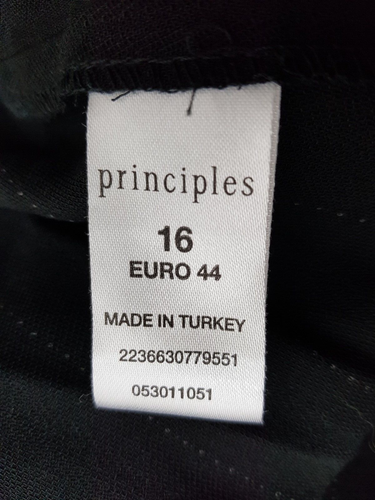 Principles Trousers Size 16 Petites W36 L30 Black Pinstripe Wool Blend Smart - Picture 7 of 8