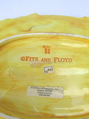 Early Rare Fitz & Floyd Large Oval Platter Handled Yellow Purple Grapes Vine - Picture 5 of 5