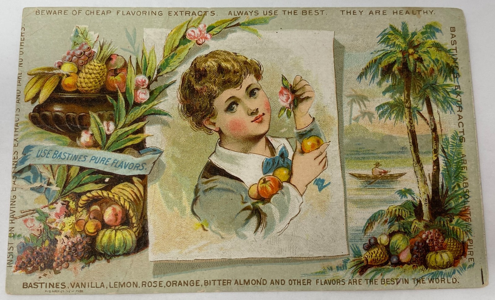 Bastines Pure Flavors Extracts Lonergan & Carpenter B Advertising Trade Card