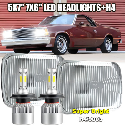 Pair For Chevy Malibu 1978-1981 Corvette DOT 5X7'' 7x6'' LED Headlights Hi-Lo